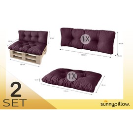 Sunnypillow Pallet Cushion Pad Set for Euro Pallets Indoor and Outdoor Pallet Cushions Pallet Sofa Cushion with Beautiful Quilting Many Colours and Sizes to Choose From