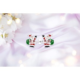FIVE-D Christmas Santa Claus Earrings 925 Sterling Silver Children's Stud Earrings Women, Sterling Silver, none
