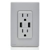 Leviton Pebble Grey USB Outlet Kit 15A Renu