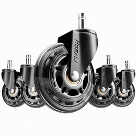 HOSALI 3 Inch Office Chair Wheels Rubber Chair Casters Replacement, Heavy-Duty Computer Gaming Desk Caster Wheel Smooth & Safe Rolling for All Floors Including Hardwood and Carpet, Set of 5