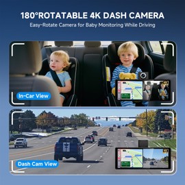 Voxlytic Wireless Car Stereo Carplay Screen for Car with 4K Dash Cam, 10.26'' Android Auto Screen with 1080P Backup Camera, GPS Navigation for CarPlay, Android Auto, Voice Control, Mirror Link