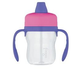 Foogo 235ml BPA Free Soft Spout Tritan Plastic Sippy Cup with Handles - Pink