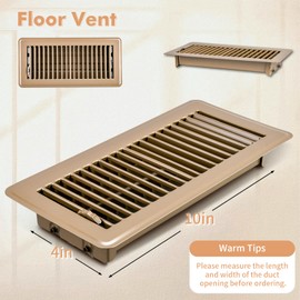4" x 10" Floor Vents, 2 Pack Air Vent Covers for Home Floor Wall Ceiling, Heavy Duty Steel Floor Registers, Grilles & Vents - Brown