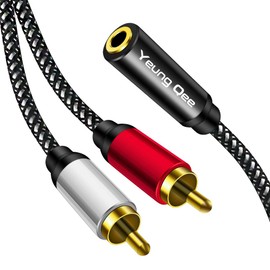 Yeung Qee 3.5mm Female to 2RCA Male Stereo Audio Y Adapter Cable Compatible for TV,Smartphones, MP3, Tablets,Speakers,Home Theater (6FT/2M)