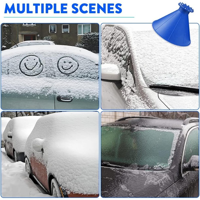 Magical Ice Scraper, 4 Pack Round Snow Scraper for Car
