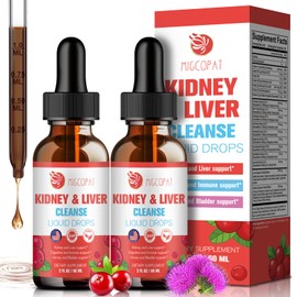 Kidney and Liver Cleanse Detox & Repair Drops - 2 Pack (60ml Each), Cranberry & Milk Thistle Supplement with Artichoke, Astragalus - Natural Herbal Support for Liver, Kidney & Urinary Tract Health