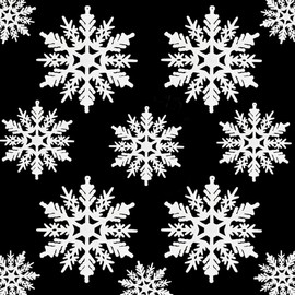 Pack of 50 Snowflakes Christmas Tree Decoration 3D Glitter Snowflake Ornaments Christmas Decoration White Snowflakes Snowflakes for Hanging Christmas Decoration Window Decoration Christmas Tree