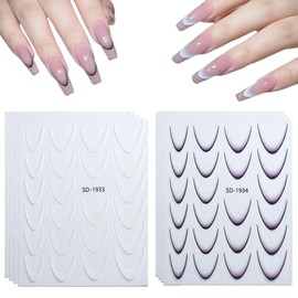 HAMKU Nagelsticker 8 Blatt Nail Art Sticker Selbstklebend Nagelaufkleber Holografisch Dekoration Nageldesign Zubehör, Verlauf französische Aufkleber, nail sticker