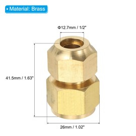 PATIKIL Brass Pipe Fitting, 1/2" G Female x 1/2" Flare Male Reducer Adapter SAE 45 Degree Brass Flare Pipe Extension Connector with Nut for Air Conditioner Gas Line Refrigeration HVAC