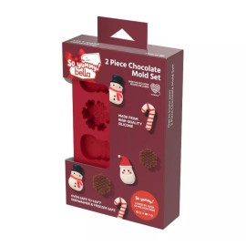 So Yummy Bella Silicone Mold Set Chocolate Santa Snowman Canes Snowflakes 2pcs
