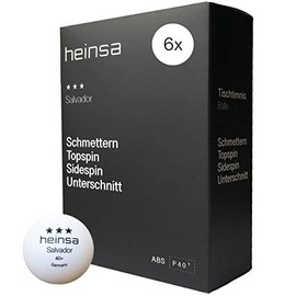 heinsa Salvador Professional Table Tennis Balls 3 Stars Pack of 6 White for Indoor and Outdoor Table Tennis