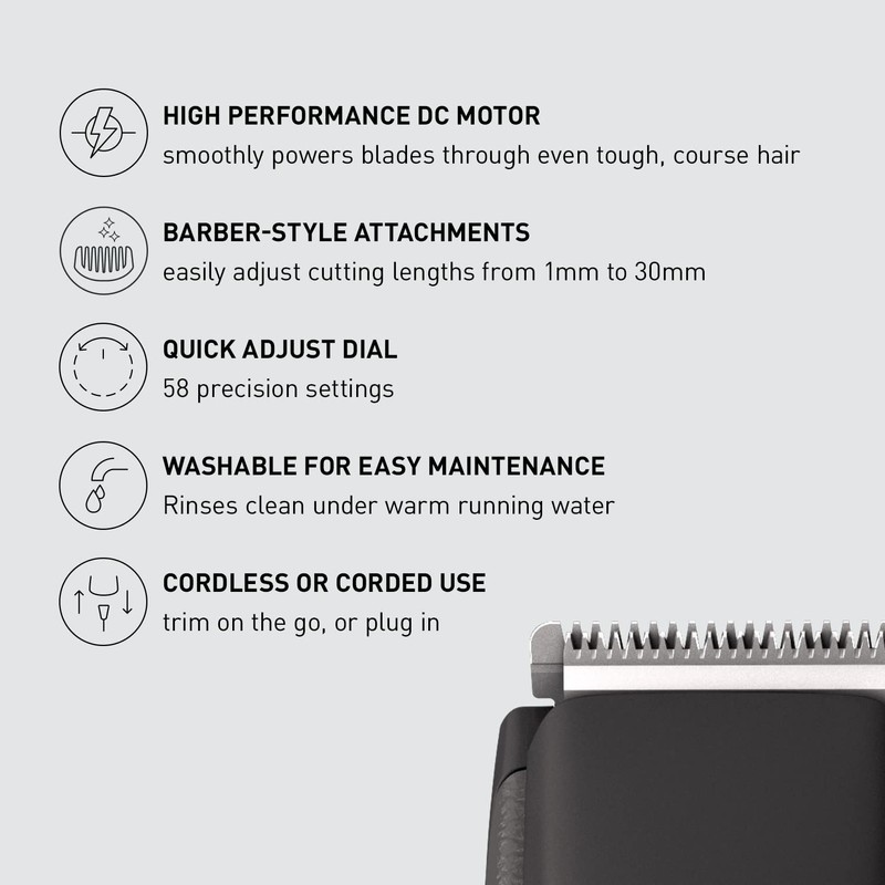 Panasonic Long Beard Trimmer for Men, 58 Length Settings and
