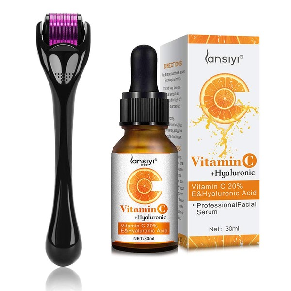 Derma Roller Microneedling Kit for Face 0.3mm and Vitamin C