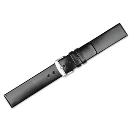 18mm Replacement Leather Watch Band - Square End Leather (no stitching) - Black Watch Strap