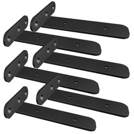 Floating Shelf Brackets 6 Pcs of 6 inch Heavy Duty Industrial Shelves Bracket Metal Hidden Invisible L Cast Corner Brackets Hardware for Shelves Support DIY Modern Iron Finish Decorative Wall