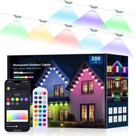 200FT Permanent Outdoor Lights -RGB Eaves Lights with App Control Remote,DIY Scene Modes IP67 Waterproof Outside LED Light for Christmas, Holiday, Daily, House Roof Eternity Lighting