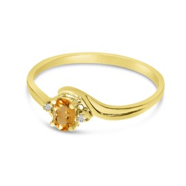 10k Yellow Gold Oval Citrine And Diamond Ring (Size 6)