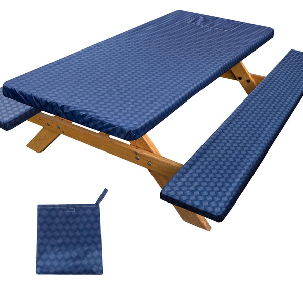 pickyNproud Picnic Table Cover with Bench Covers Portable Table Cloth