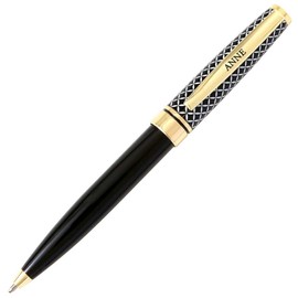 La carterie 76000740 Ballpoint Pen Set Black & Gold with Message on Clip Anne