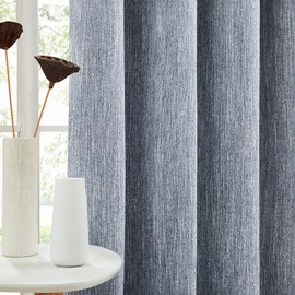 Melodieux Elegant Cotton Room Darkening Blackout Curtains for Living Room Bedroom Thermal Insulated Privacy Grommet Window Curtain Panels, 52 by 84 Inch, Navy Blue(1 Panel