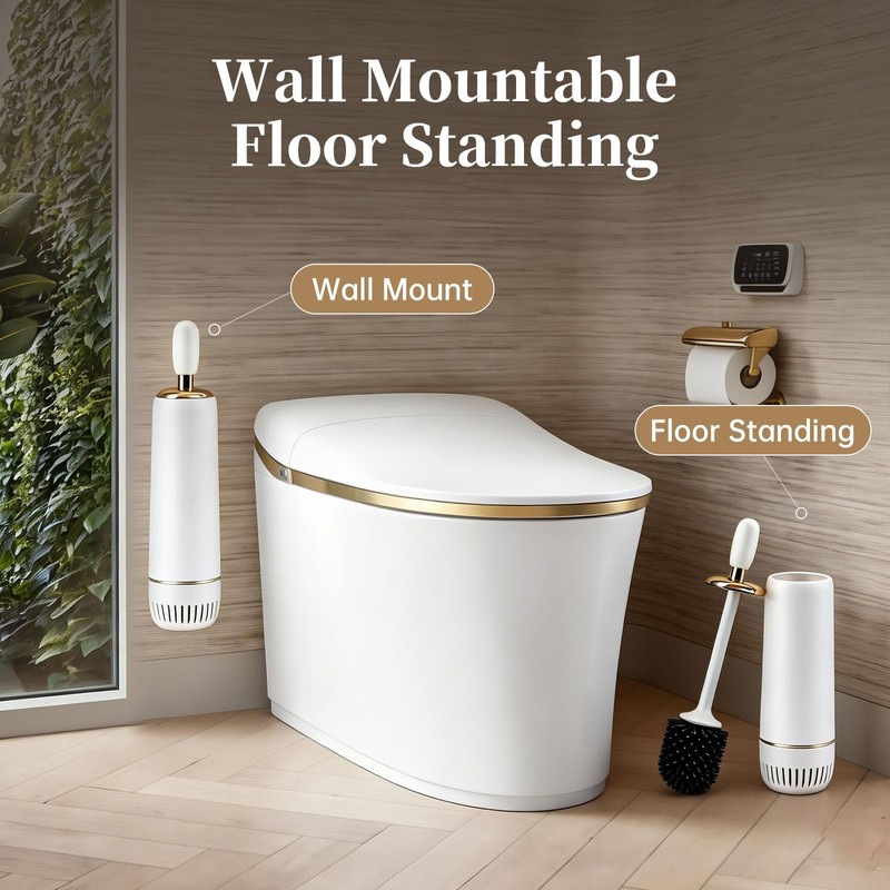 Toilet Brush and Holder Set, Toilet Bowl Brush with Long