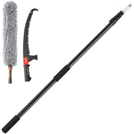 4.9-20 FT Telescopic Pole Saw,One-Click Lock Tree Trimmer with Teflon Steel Blade and Chenille Brush, Lightweight Aluminum Handle,for Palms Shrubs