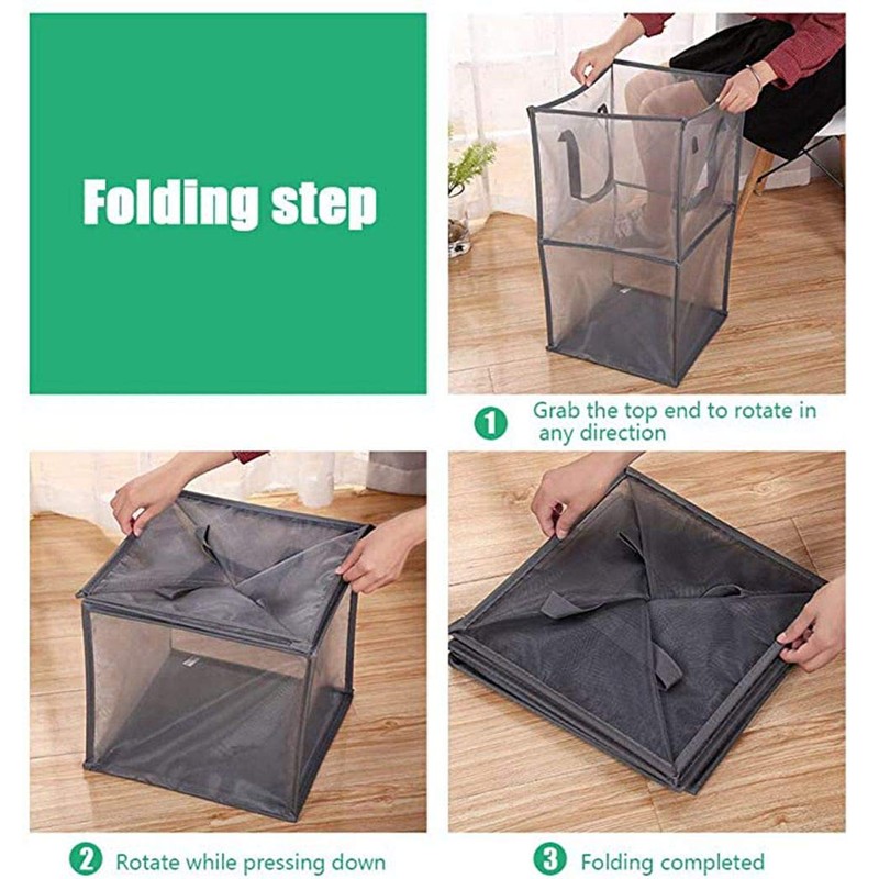 Pop Up Laundry Baskets - Mesh Collapsible Laundry Hampers Storage