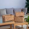 Braided Natural Water Hyacinth Rectangular Storage Baskets with Internal Handle