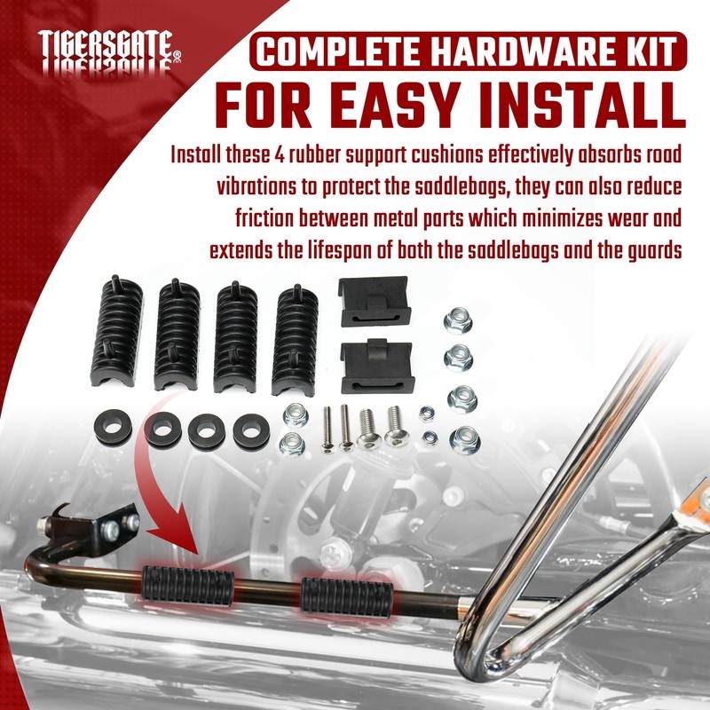 TIGERSGATE Gloss Black Rear Saddlebag Guards Complete Kit for 2014-Later