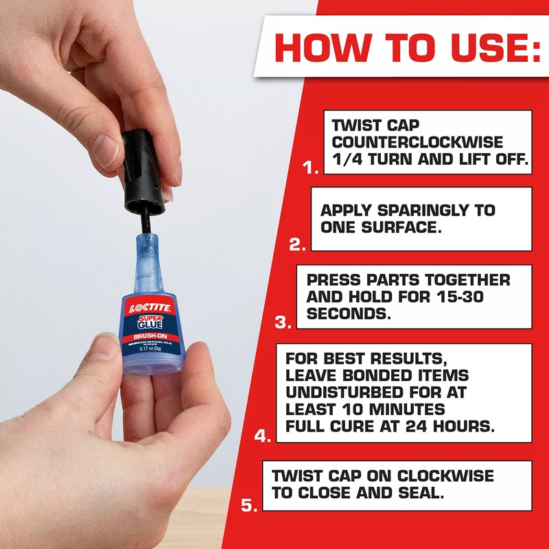 Loctite Super Glue Brush On Liquid, Clear, 0.17 fl oz