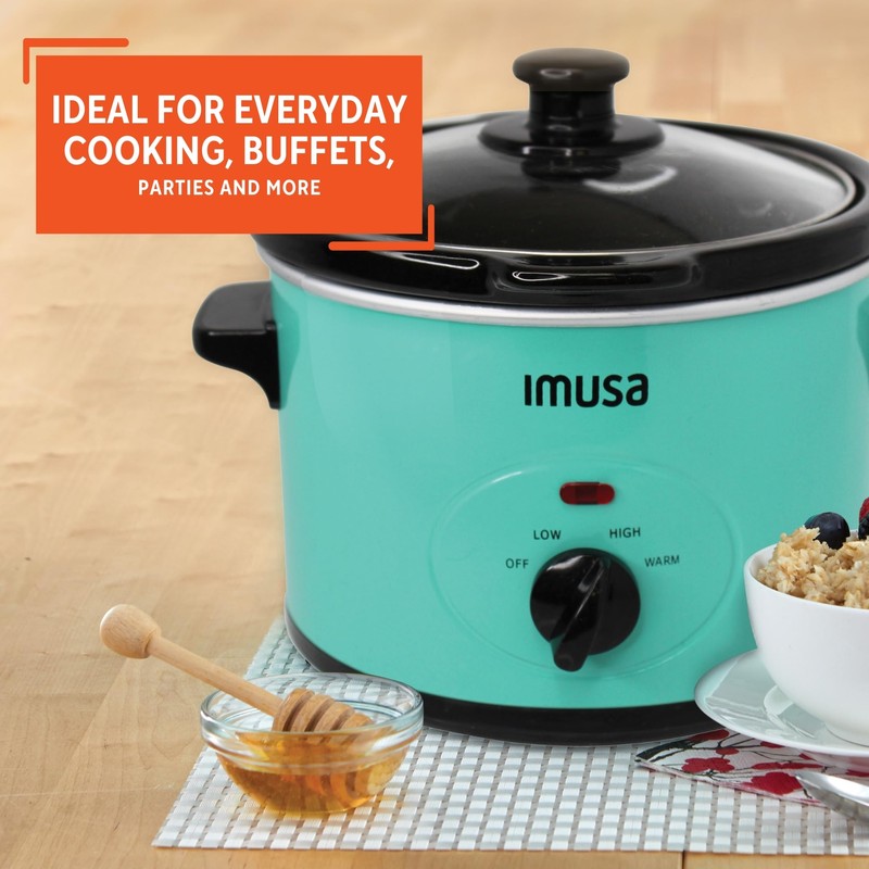 IMUSA Small Slow Cooker 1.5 QT, 3 Heat Settings, Removable