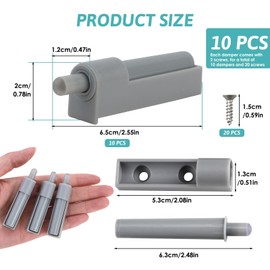 Plastic Shock Absorbers, 10 Pieces Soft Close Pressure Door Openers with Screws Shock Absorbers for Furniture, Doors, Kitchen Drawers, The Small Shock Absorber Fits in Cabinet