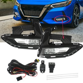 marddpair Left & Right Fog Lights Assembly Replacement for 2020 2021 Nissan Sentra with Bulbs+Front Bumper Fog Light Covers+Harness Switch Kit Driving Lamps Fog Lights (Driver & Passenger Side)