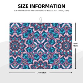 Boho Blue Purple Floral Pattern Dish Drying Mat 18x24 For Kitchen Counter Absorbent Microfiber Dishes Pad Dish Drainer Rack Mats Fast Dry Kitchen Accessories