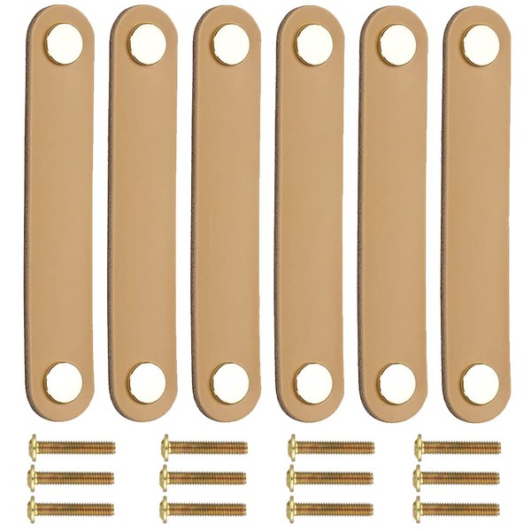 Pack of 6 Furniture Leather Handles, Drawer Leather Handle, Decorative