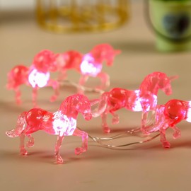 Unicorn Night Lights Pink String Lights Cute Fairy Lights Unicorn Horse Gifts USB Plug in or Battery Power String Lights Indoor with Remote Control 8.5 Ft 20LED Christmas Kids Room Decoration