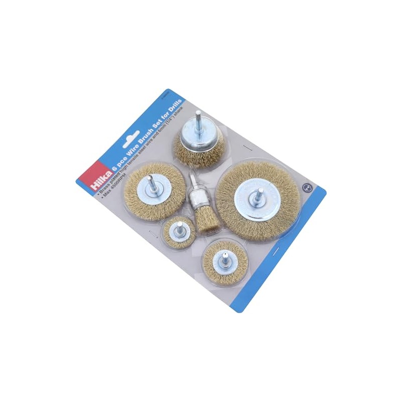 Hilka 51960250 6 pce Wire Brush Set for Drills