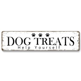 12x3 Inch Dog Treats Sign PC Signage Decor for Outdoor Pet Dog Crates Kennels Cage