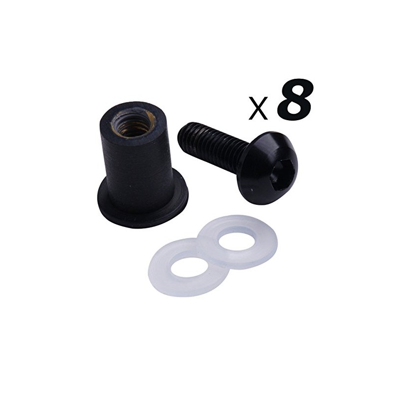 TCMT 8pcs Black Universal Windscreen Screws Kits M5 5mm Bolts