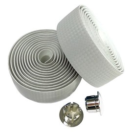 1 Pair White Carbon Fiber Design PU Leather Bicycle Handlebar Strap with Stoppers