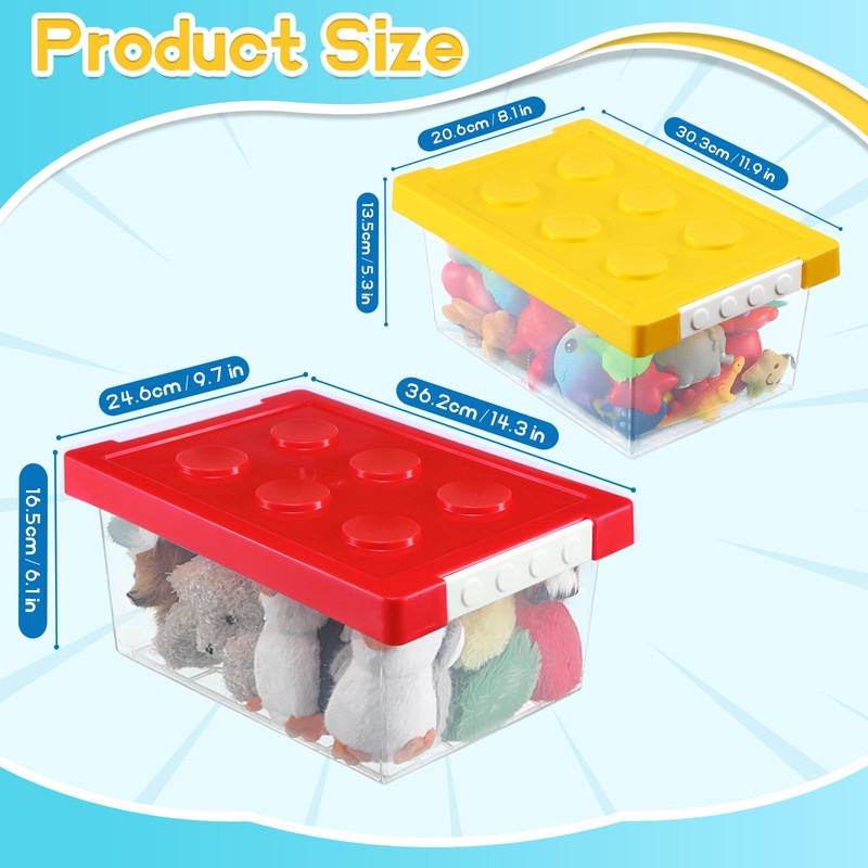 Vicenpal 4 Pack Toy Storage Containers with Lids Brick Shaped