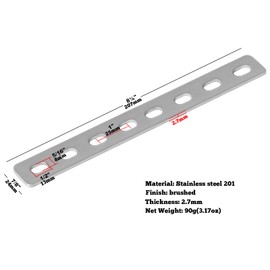 GBGS 10 Pcs 8-1/8" Flat Straight Brace Brackets,Slotted Slightly Adjustable Mending Plate, Stainless Steel 201