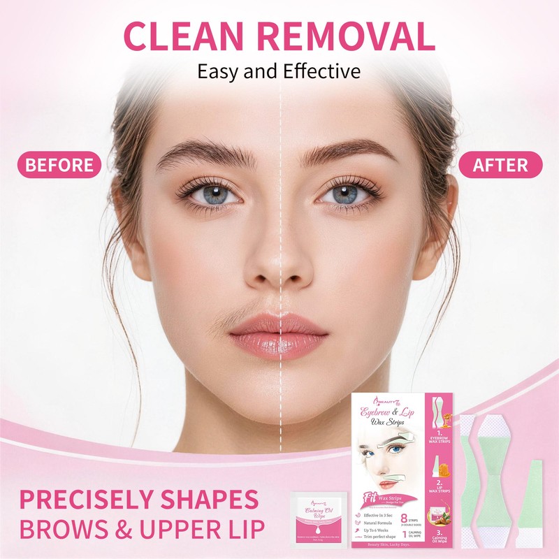 Eyebrow Waxing Strips for Face, Cold Wax Strips Facial Hair