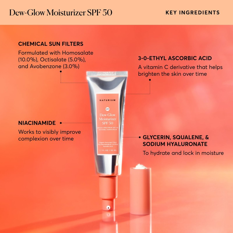 Naturium Dew-Glow Moisturizer SPF 50 PA++++, Daily Moisturizing Sunscreen &