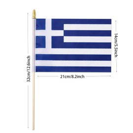GSYLPFT 12 Pack Greece Flags on Sticks Greek Small Mini Hand Held Flags for Office Classroom Holiday Party Decorations