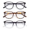 FoxMook FoxMook 3-Pack Blue Light Blocking Glasses Round Women Men