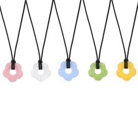 PATIKIL Flower Charms, Acrylic Flower Pendant Necklace Adjustable Chokers String Cord Fashion Accessories for Women Jewelry Decoration, Pink/Sky Blue/Yellow/Light Green/White