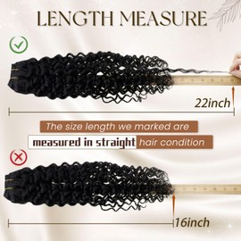 Hetto Thick Curly Hair Extensions Black Curly Clip in Hair Extensions Human Hair Natural Wavy #1 Jet Black Curly Clip Hair for Women 7Pcs 135g 18 Inch