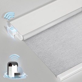 MANSNIX MANSNIX Smart Motorized Blinds with Remote, Cordless No-Drill Automatic Roller Shades, Blackout Electric Blind for Windows, Grey, 34 x 72