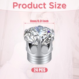 PEUTIER Pack of 24 Veil Weights, Veil Weights Wedding Magnetic Diamond Shiny Crown Rhinestones Hijab Magnets for Clothing Scarves Women Girls Bride Cathedral Wedding Veil, White